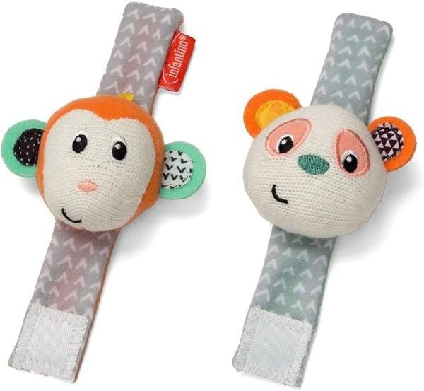 Infantino Wrist Rattles Monkey/Panda IN206892