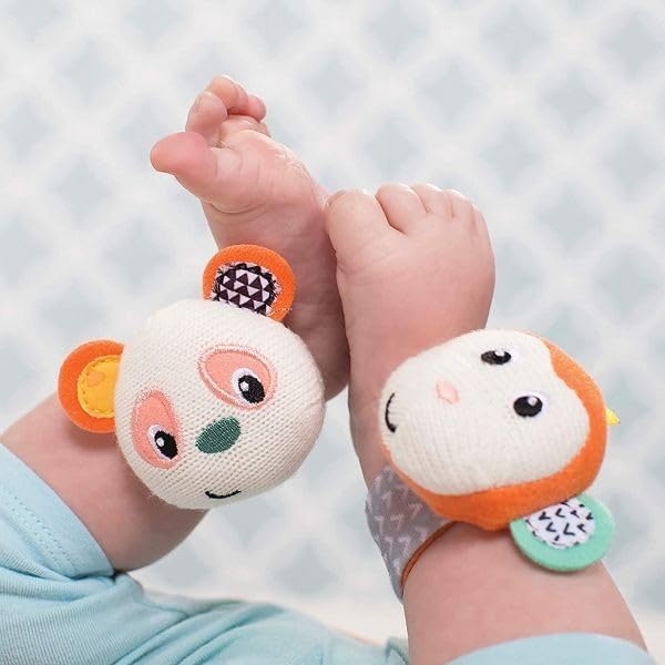 Infantino Wrist Rattles Monkey/Panda IN206892 - Image 2