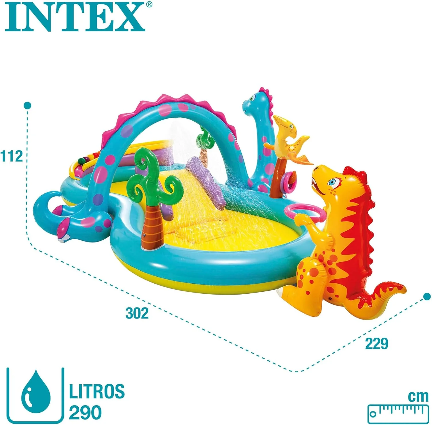 Intex Dinoland Inflatable Play Center – Dinosaur-Themed Water Pool with Slide & Sprayer (Model 57135) - Image 2