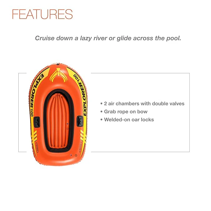 Intex Explorer 100 Inflatable Boat Red 147x84x36cm - Image 2