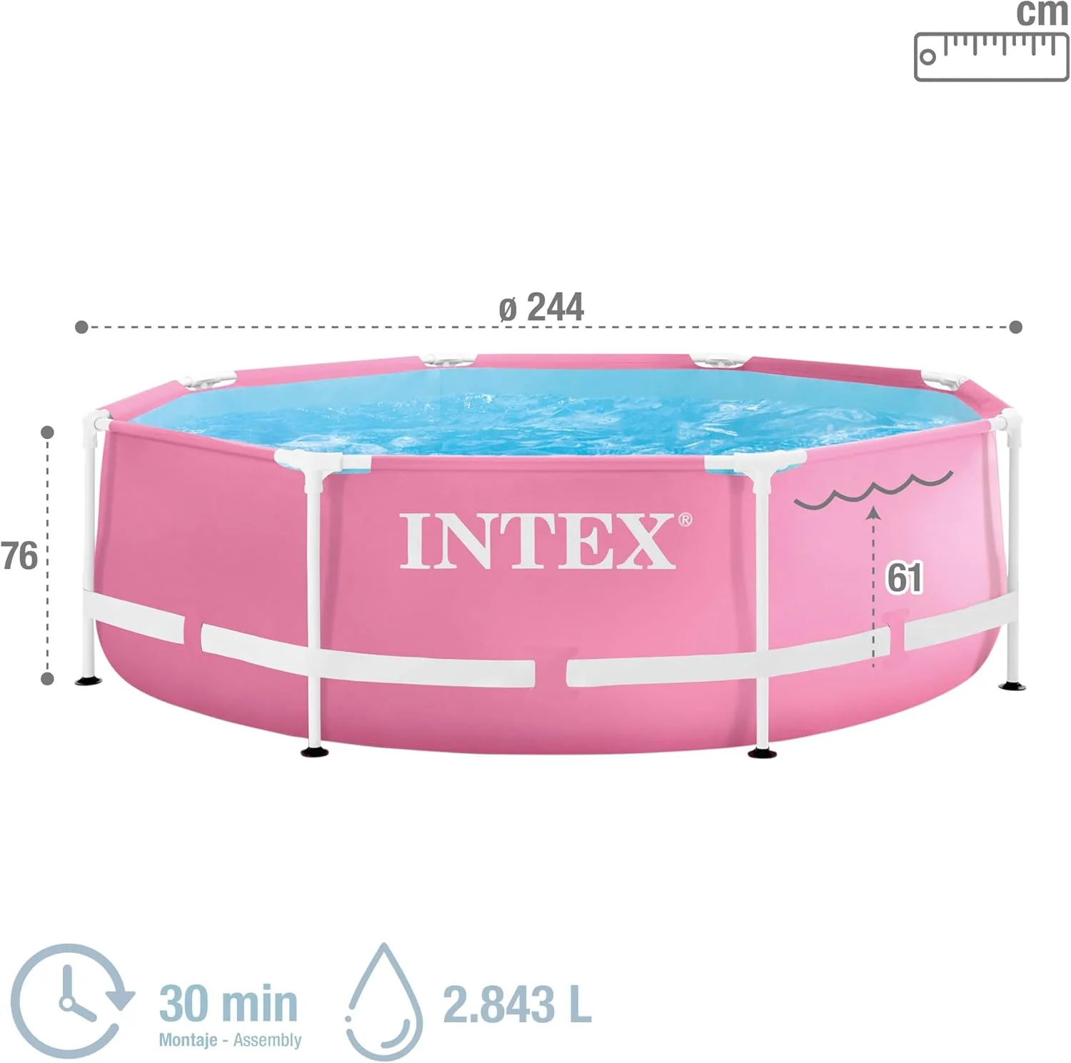 Intex Pink Metal Frame Round Pool Set 2.44mx76cm 28290 - Image 2