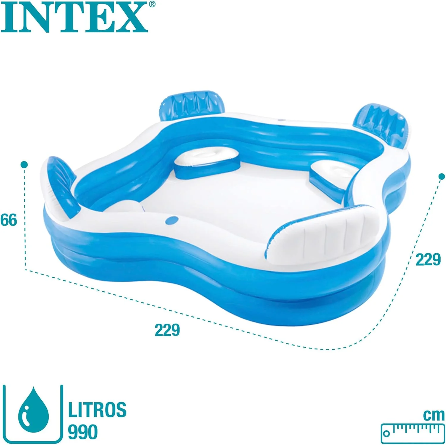 Intex Swim Center Family Lounge Pool 2.29mx2.29mx66cm 56475 - Image 2