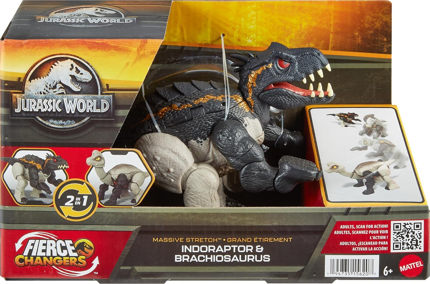 Jurassic World Fierce Changers Indoraptor & Brachiosaurus Action Figure HPD35/HPD33