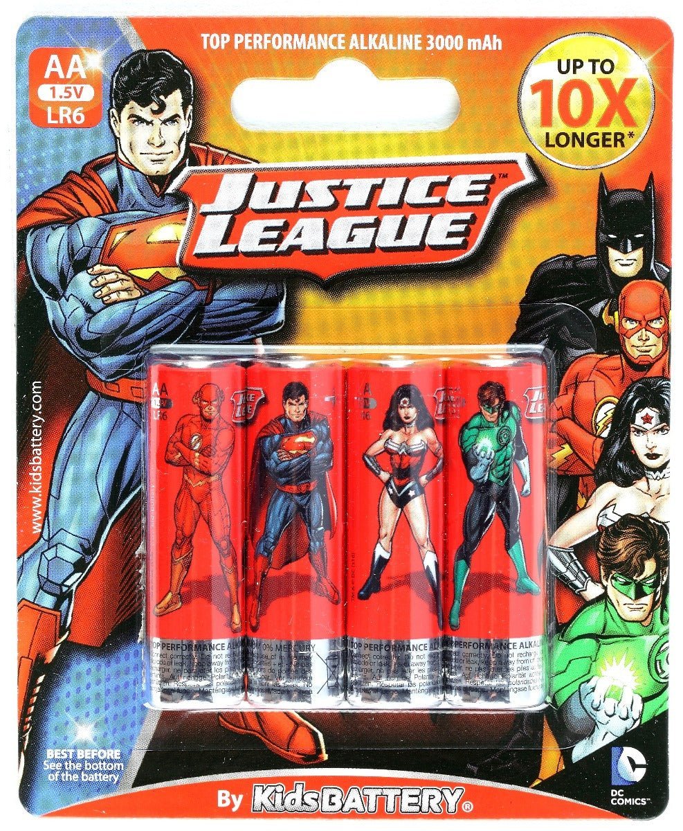 Justice League 4 x AA/LR6 Alkaline Kids Battery