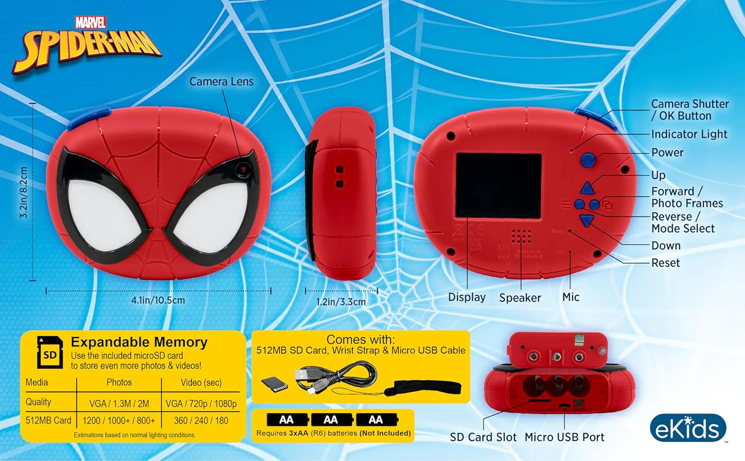 Kiddesigns Digital Camera - Spiderman KD-SM-533 - Image 5