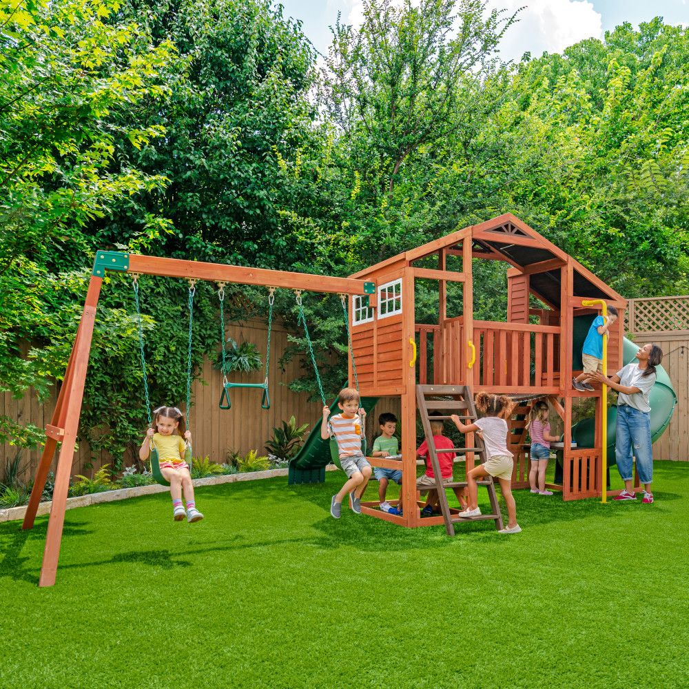 Kidkraft Boulder Bluff 2-in-1 Wooden Swing Set F29315 - Image 2
