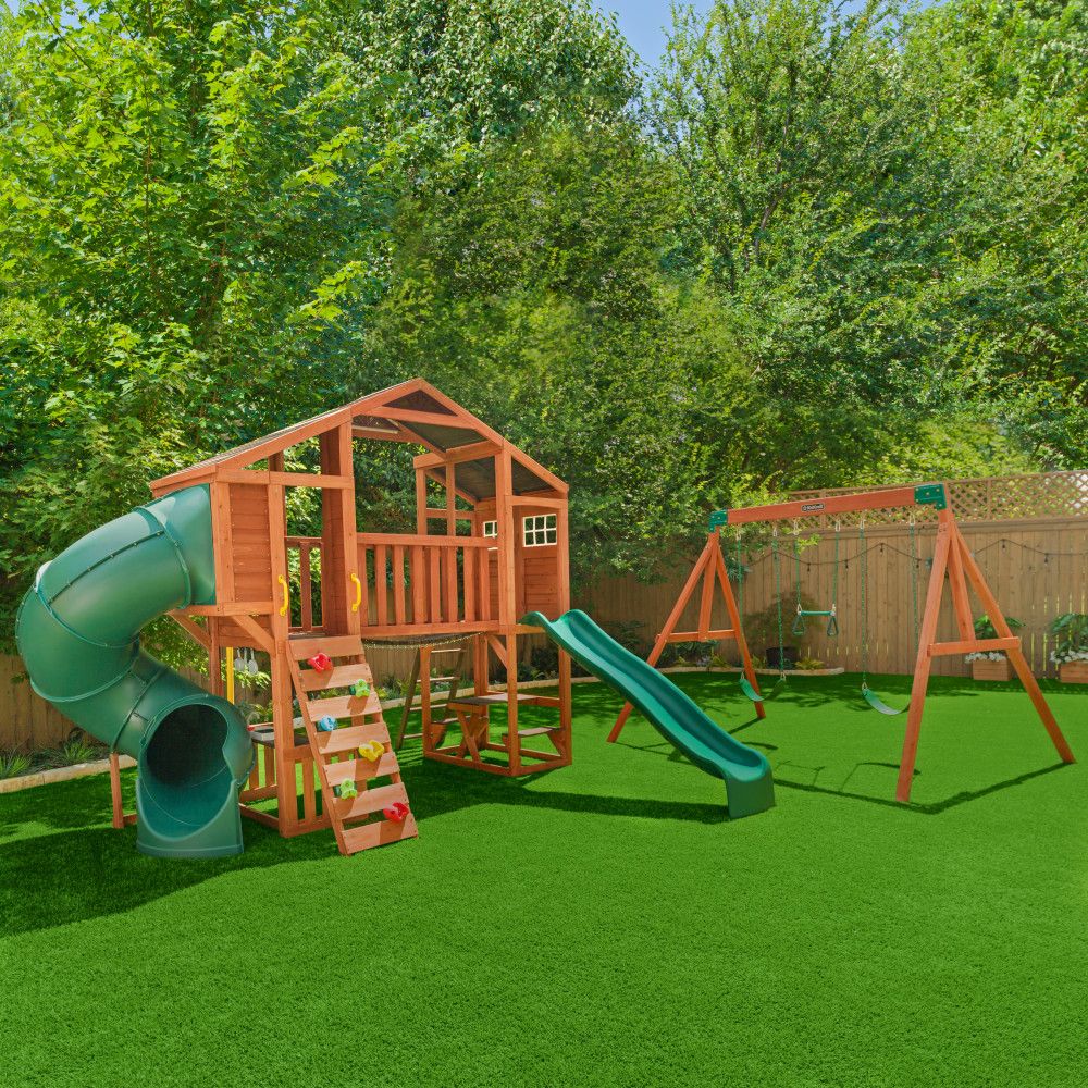 Kidkraft Boulder Bluff 2-in-1 Wooden Swing Set F29315 - Image 3
