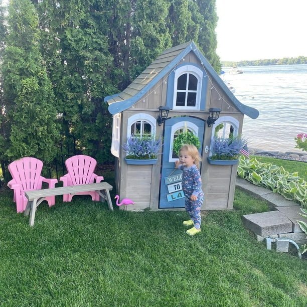 KidKraft Forestview II Wooden Outdoor Playhouse with Doorbell, Bench & Kitchen | Colorland Toys - Image 10