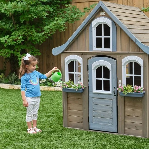 KidKraft Forestview II Wooden Outdoor Playhouse with Doorbell, Bench & Kitchen | Colorland Toys - Image 4