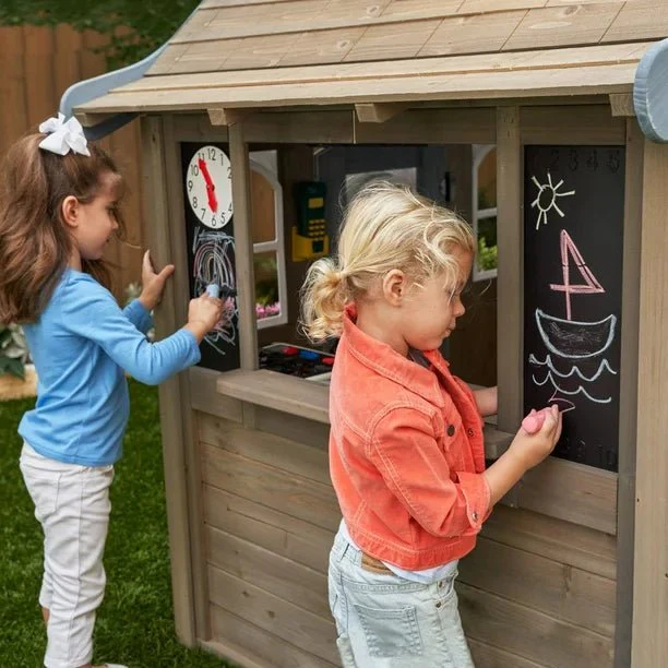 KidKraft Forestview II Wooden Outdoor Playhouse with Doorbell, Bench & Kitchen | Colorland Toys - Image 8