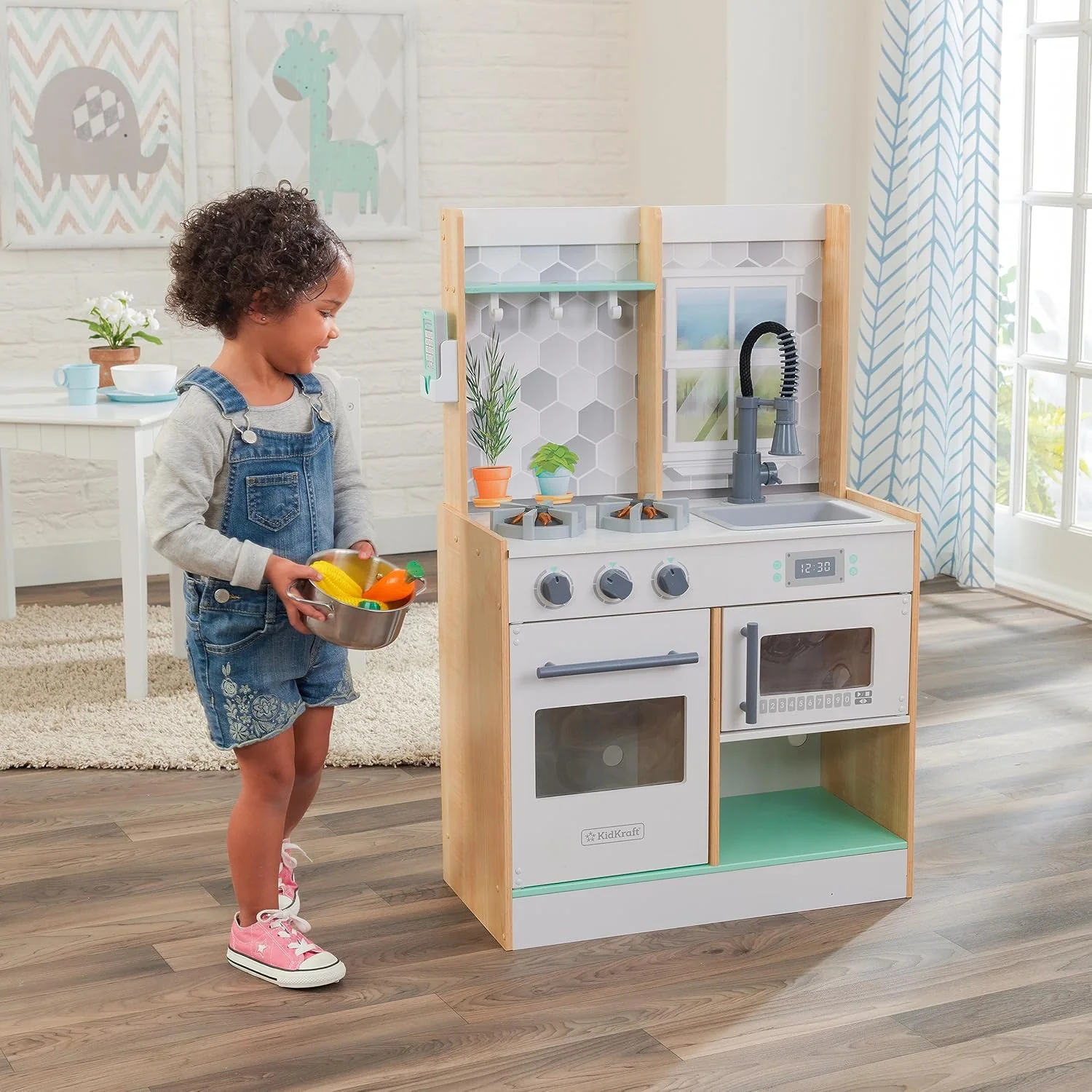 Kidkraft Let's Cook Wooden Play Kitchen - NATURAL COLOR - Image 4