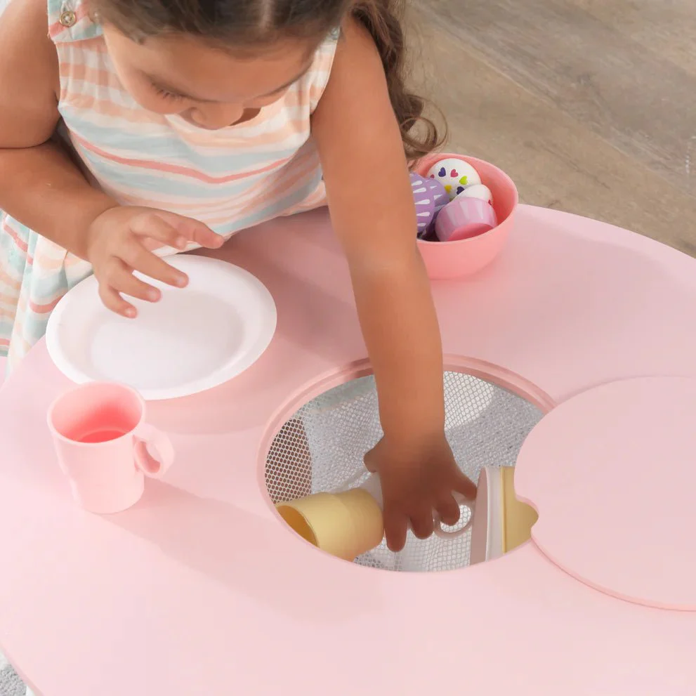 KidKraft - Round Storage Table & 2 Chair Set - White & Pink - Image 2