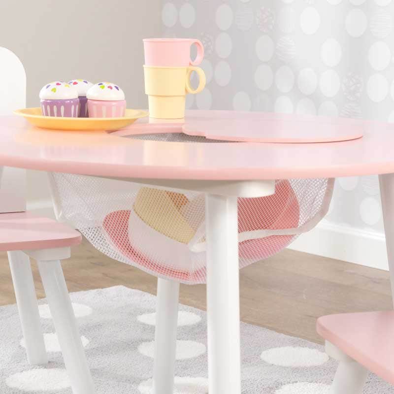 KidKraft - Round Storage Table & 2 Chair Set - White & Pink - Image 5