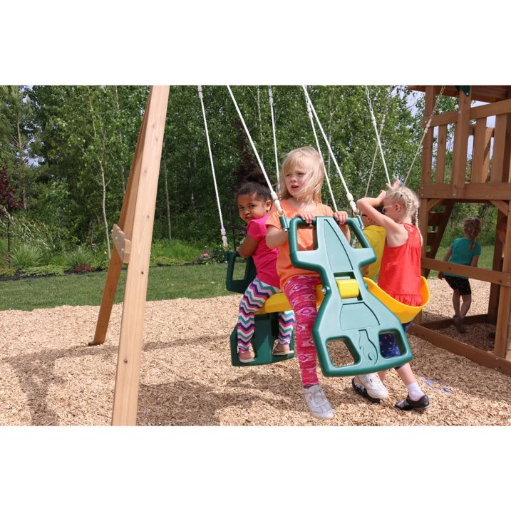 KidKraft Windale Fort Wooden Swing Set with Slide & Swings - Image 7