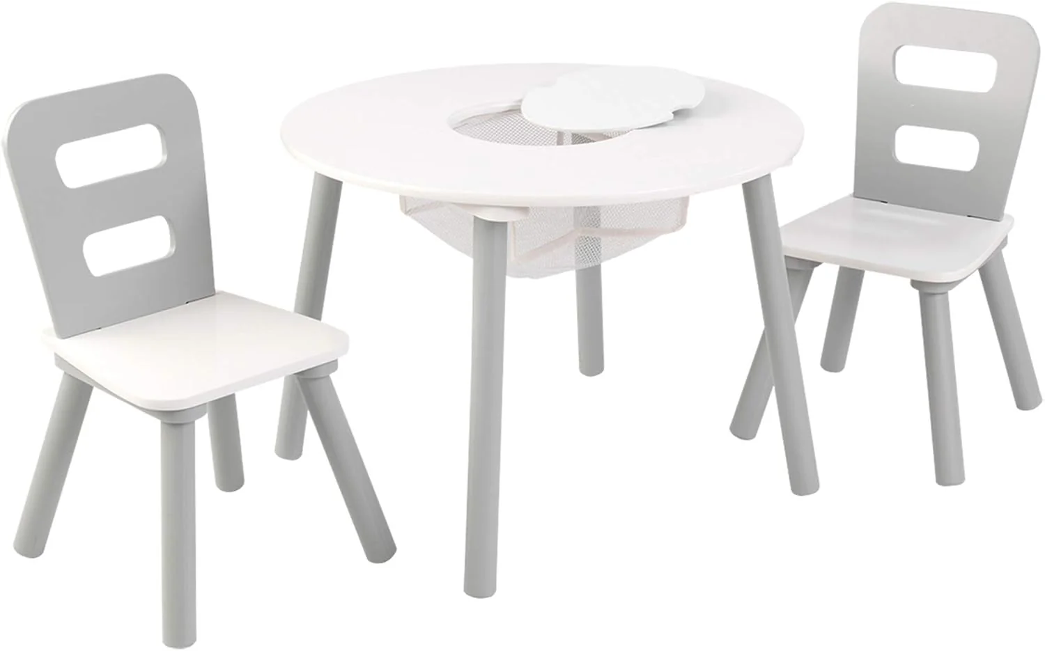Kidkraft Round Storage Table And 2 Chair Set - Gray/White 26166 - Image 3