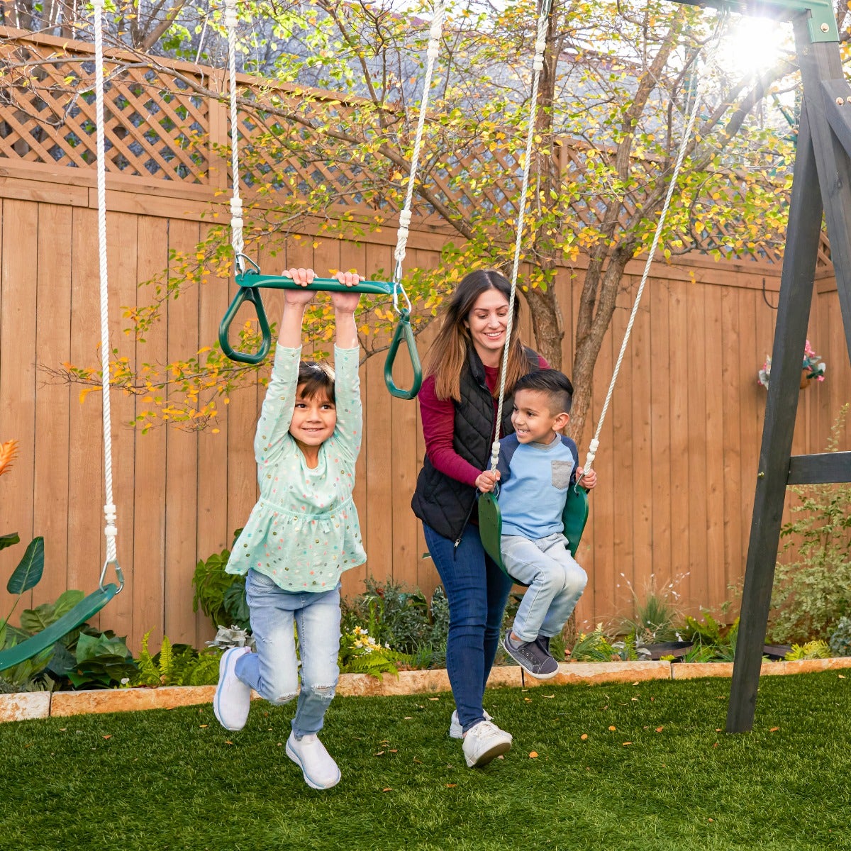 KidKraft Wrangler Way Swing Set – Wooden Playhouse & Slides - Image 6
