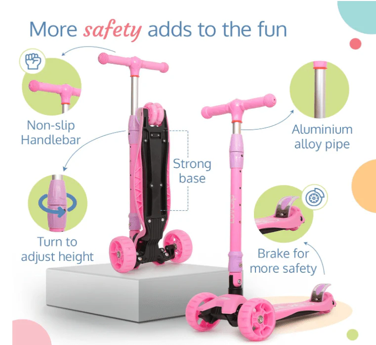 Kids 3-Wheeled Scooter Pink 103-39 - Image 3