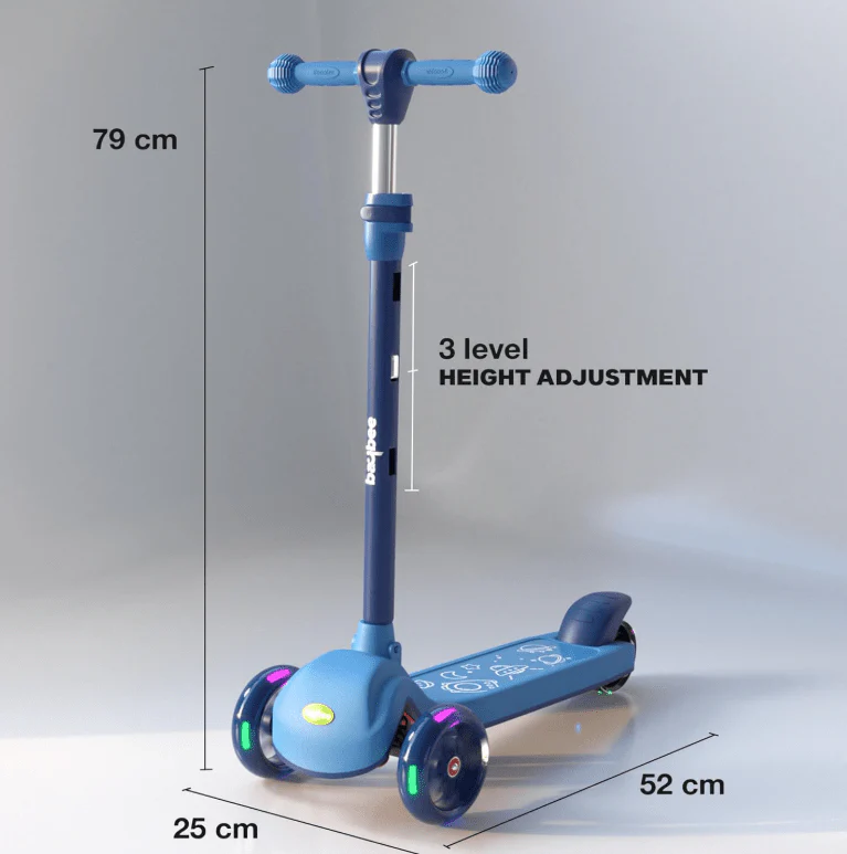 Kids 3-Wheeled Scooter with Lights Blue 103-34 - Image 2