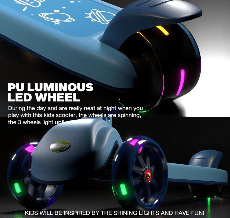 Kids 3-Wheeled Scooter with Lights Blue 103-34 - Image 3