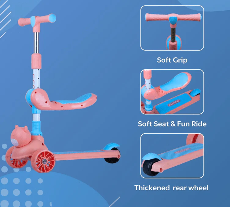 Kids 3-Wheeled Scooter with Lights Pink 103-34 - Image 2