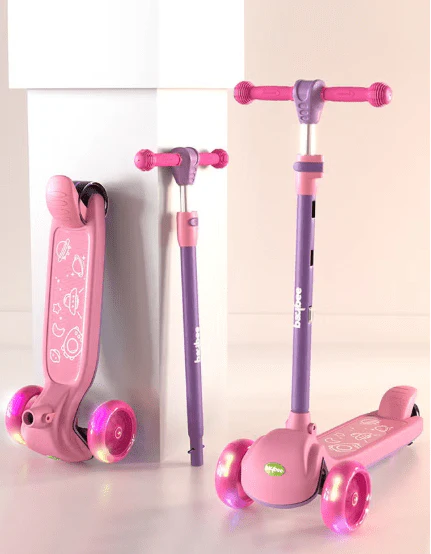 Kids 3-Wheeled Scooter with Lights Pink 103-49