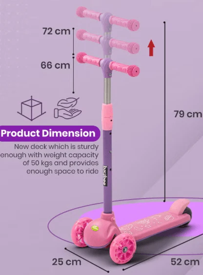Kids 3-Wheeled Scooter with Lights Pink 103-49 - Image 2