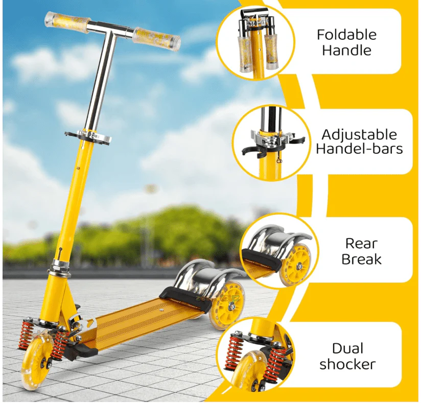 Kids 3-Wheeled Scooter Yellow 103-39 - Image 3