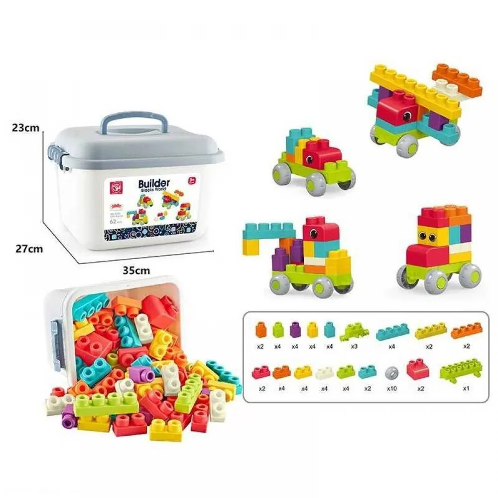 Kids Home Toys Builder Block World With 62 Pcs 188-623A