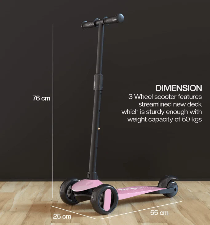 Kids Scooter with Lights Pink 103-57 - Image 2