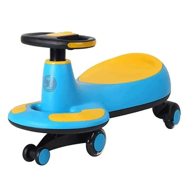 Kids Swing Car With Music & Light Blue/Yellow MN038