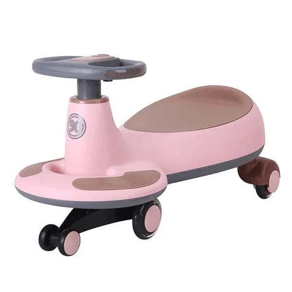 Kids Swing Car With Music & Light Pink/Brown MN038