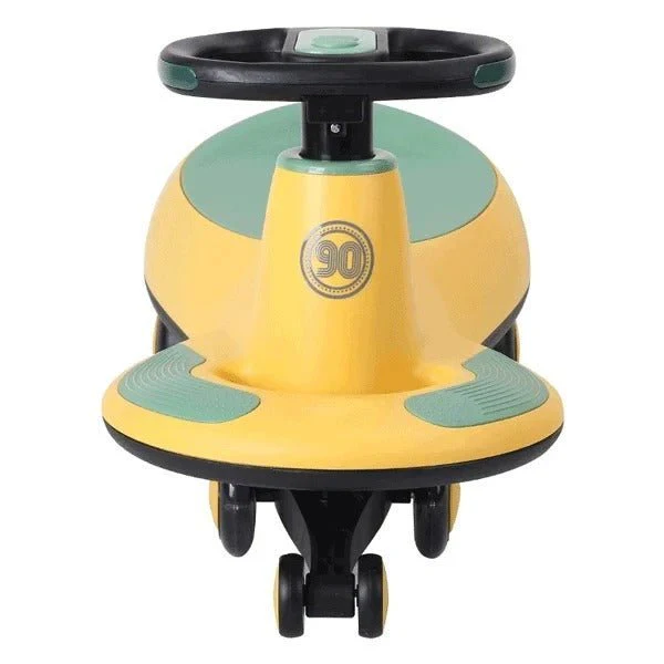 Kids Swing Car With Music & Light Yellow/Green MN038 - Image 2
