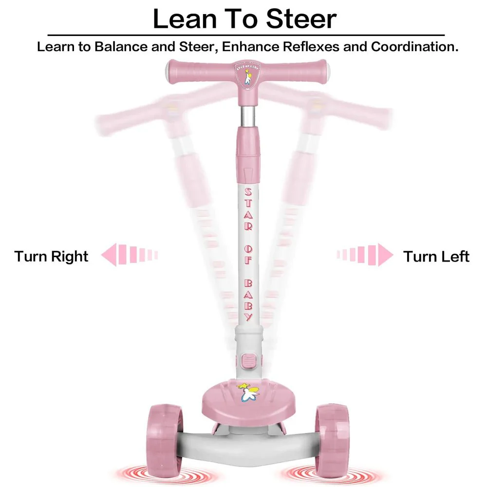 Kids Three Wheeled Scooter Pink Y-ST1818B/S1161 - Image 3