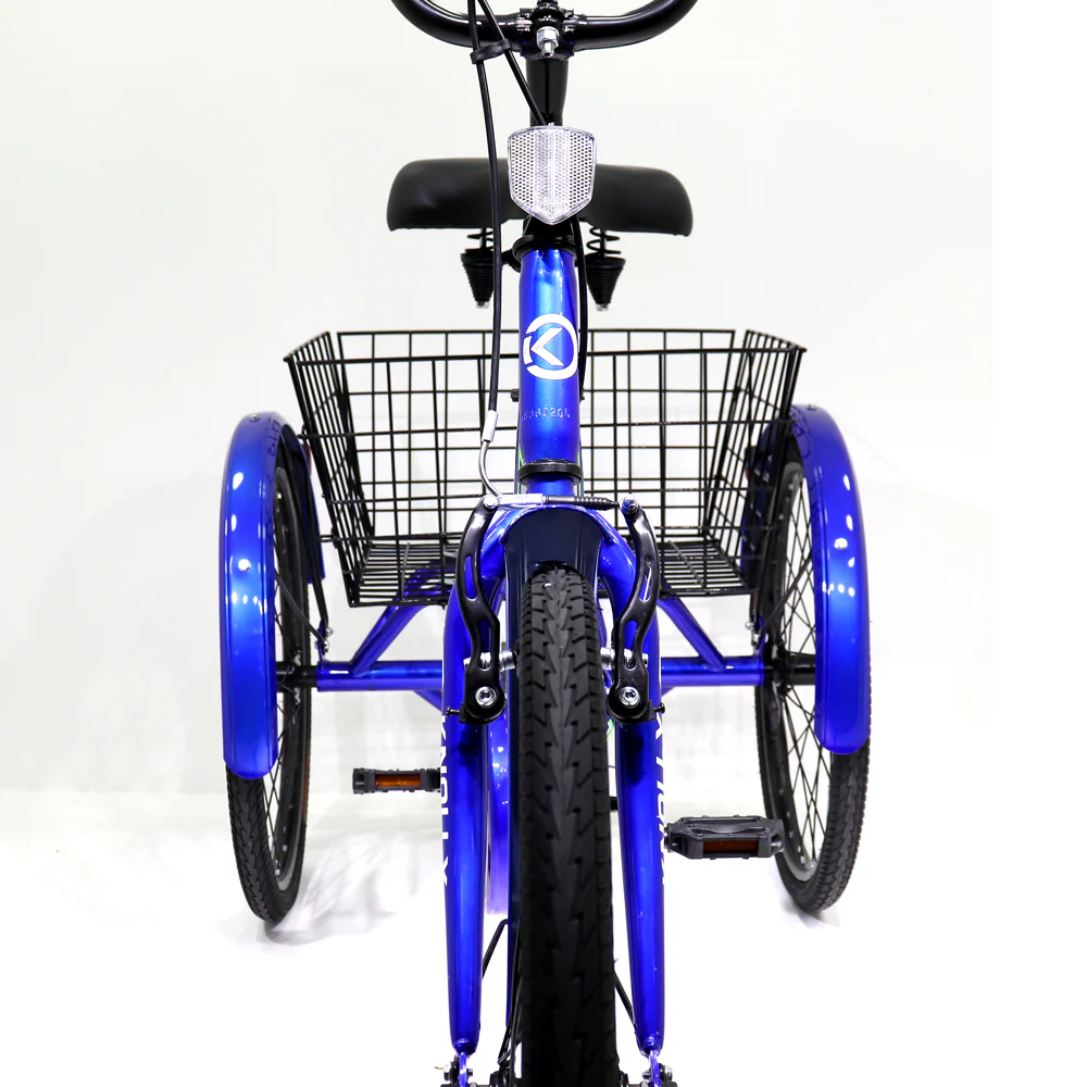 Knolly 20 Inch Three Wheel Bicycle with Basket Blue - Image 4