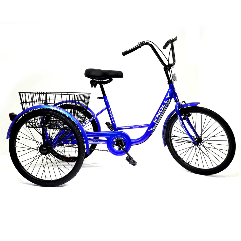 Knolly 20 Inch Three Wheel Bicycle with Basket Blue - Image 5