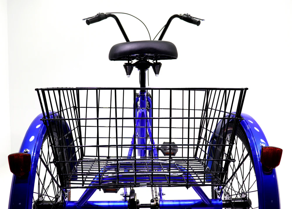 Knolly 20 Inch Three Wheel Bicycle with Basket Blue - Image 8