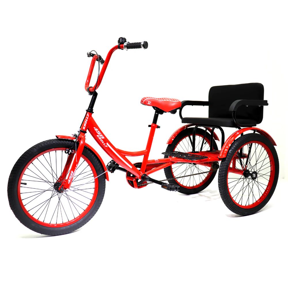 Knolly Three Wheel Bicycle 12 Inch Double Seat Red - Image 6