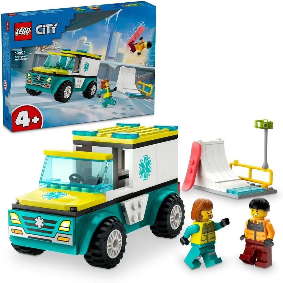 Lego City Emergency Ambulance And Snowboarder