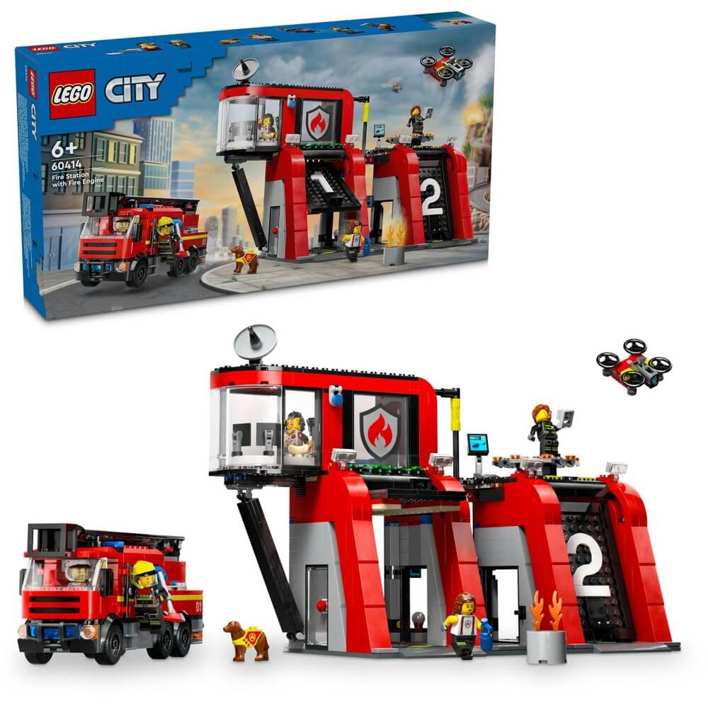 Lego City Fire Station With Fire Truck Building Playset
