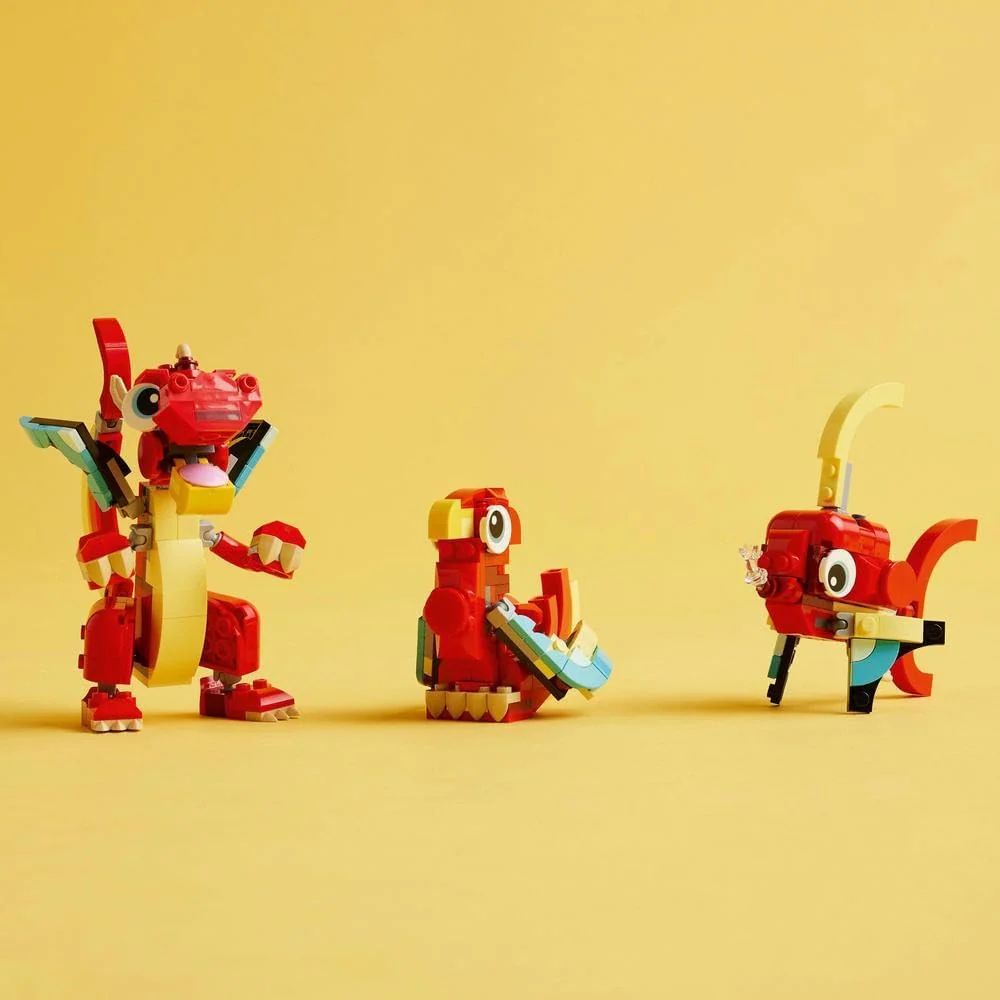 LEGO Creator 3-in-1 Red Dragon, Phoenix & Fish Animal Figures Set (31145) – 149-Piece Buildable Toy for Kids 6+ - Image 5