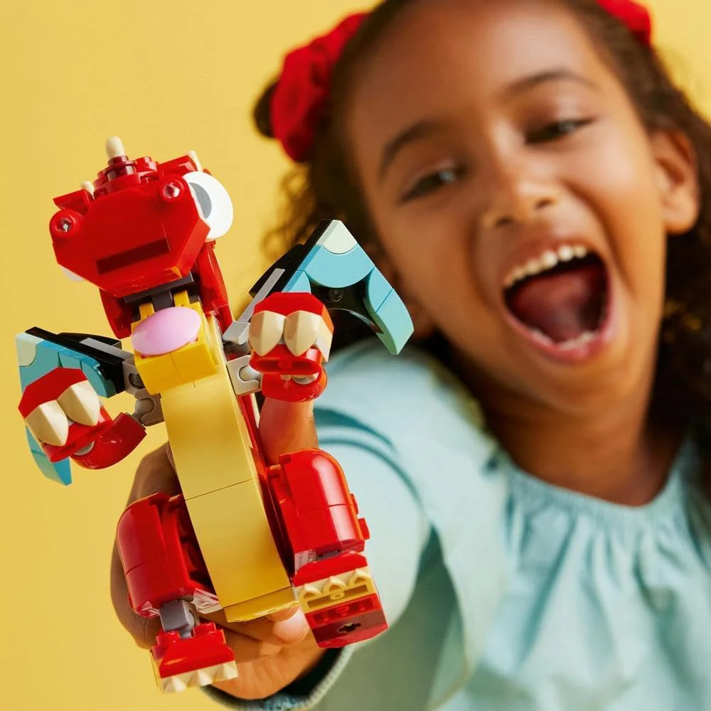 LEGO Creator 3-in-1 Red Dragon, Phoenix & Fish Animal Figures Set (31145) – 149-Piece Buildable Toy for Kids 6+ - Image 8