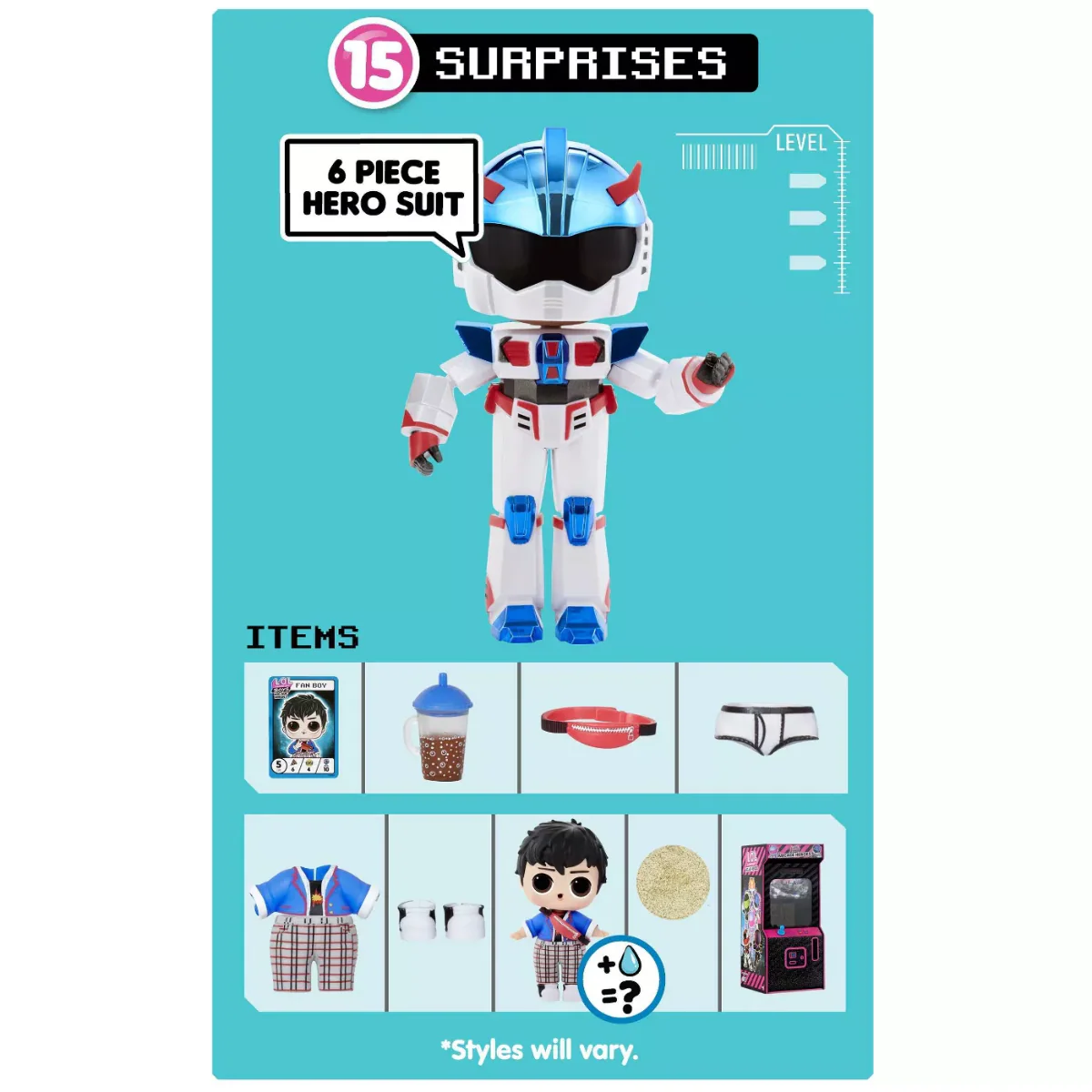 LOL Surprise Boys Arcade Heroes Action Figure Doll with 15 Surprises Assorted MGA-569367 - Image 3