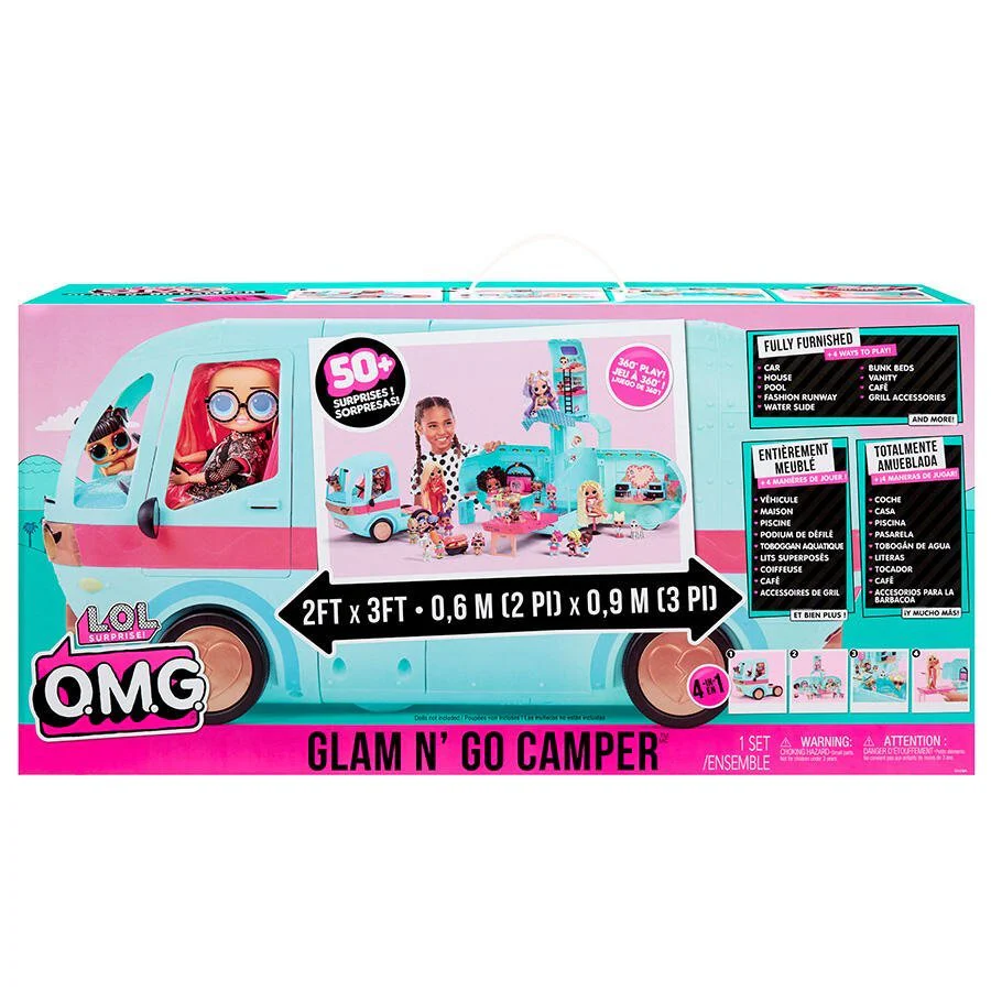 LOL Surprise OMG Glam N’ Go Camper – 4-in-1 Vehicle, House & Fashion Playset with 50+ Surprises & 360° Play