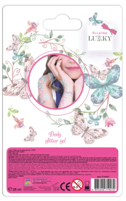 Lukky Body Glitter Gel with Brush - Pink 25ml LUK-T15395 - Image 2