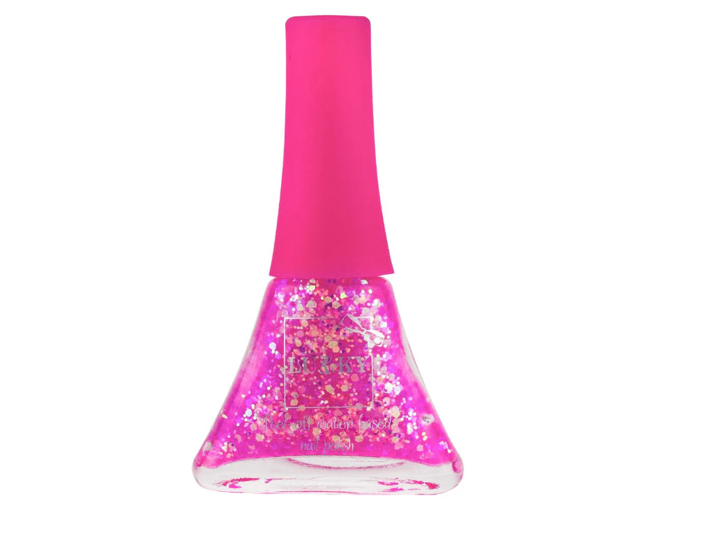 Lukky Peel-Off Nail Polish Confetti Mix - Bright Pink Pearl with Glitter 5.5ml LUK-T16756