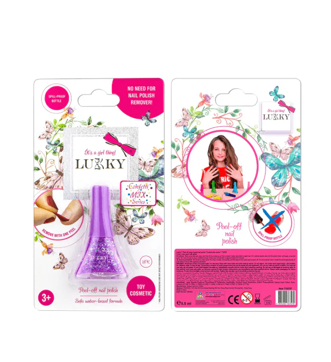 Lukky Peel-Off Nail Polish Confetti Mix - Lilac Pearl with Glitter 5.5ml LUK-T16757