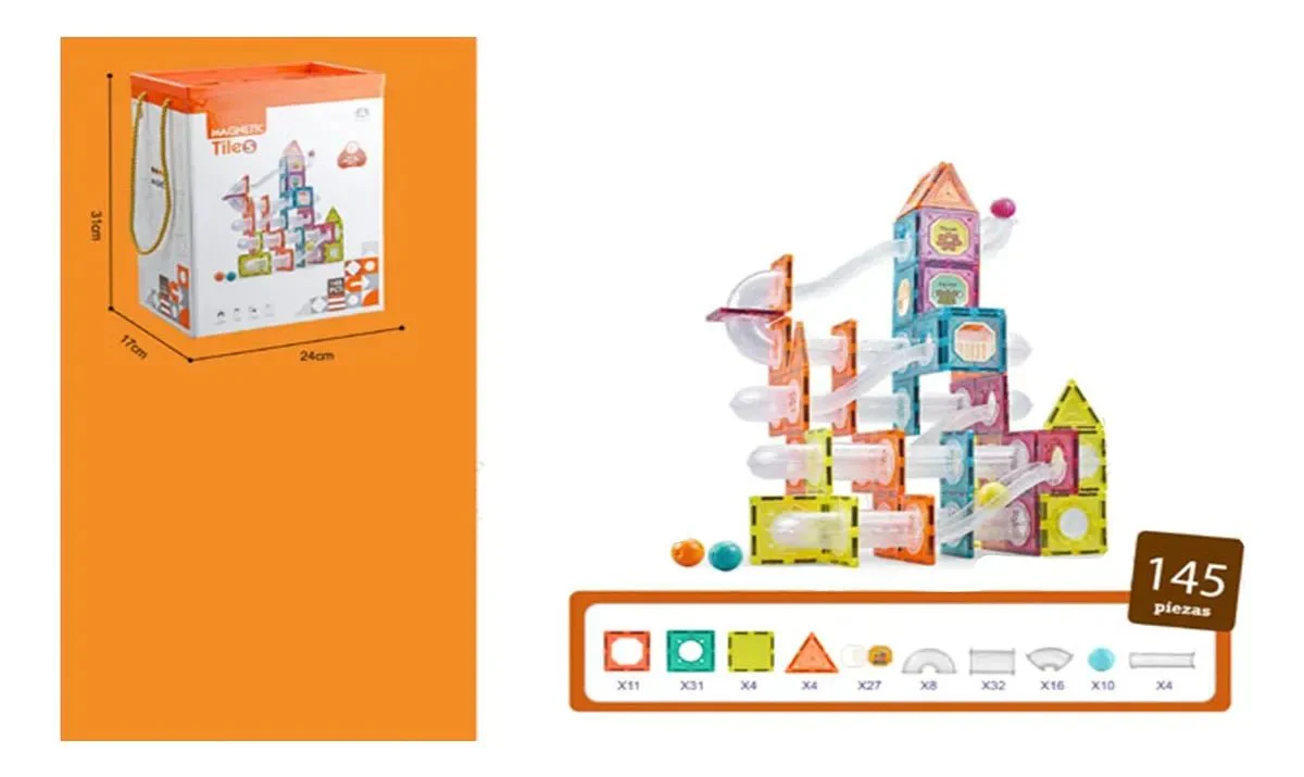 Magnetic Tiles Building Blocks with 145 Pcs Accessories CH1135 - Image 4