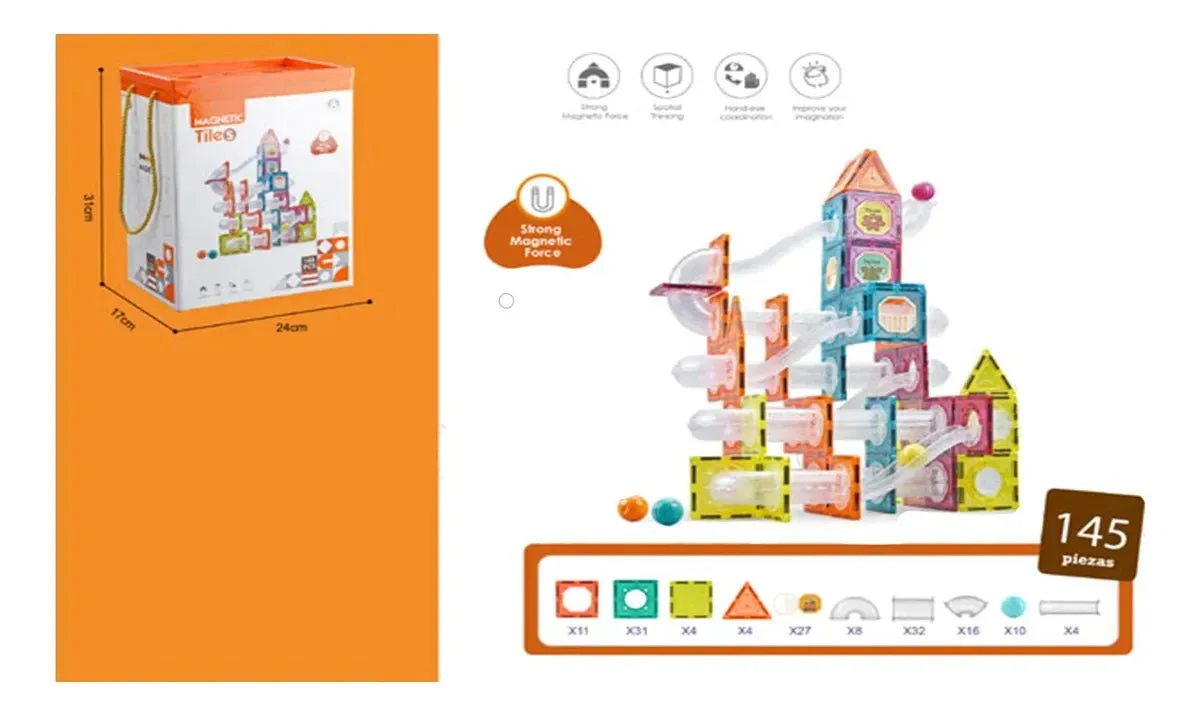 Magnetic Tiles Building Blocks with 145 Pcs Accessories CH1135 - Image 6