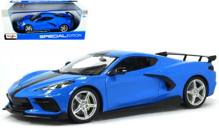 Maisto Chevy Corvette Stingray C8 Coupe with Blue High Wing 31455