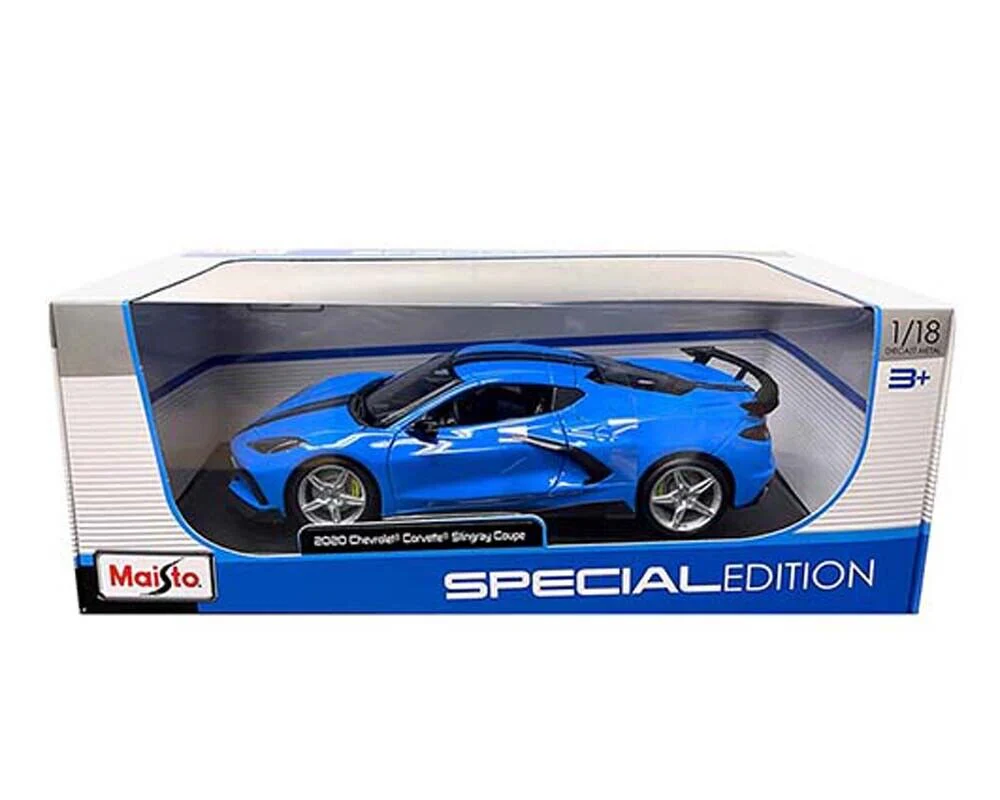 Maisto Chevy Corvette Stingray C8 Coupe with Blue High Wing 31455 - Image 2